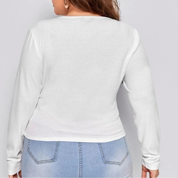 Plus Surplice Neck Rib-knit tee - Picture 4 of 4